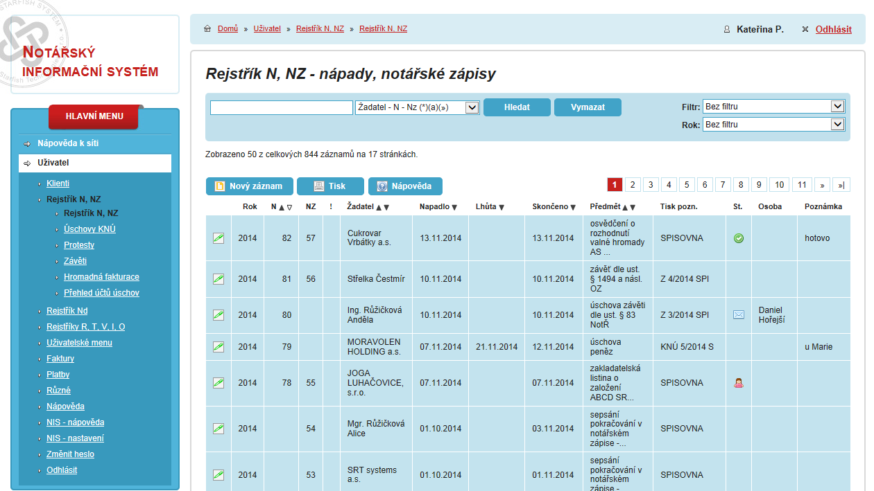 Rejstříky - Notářský Informační Systém